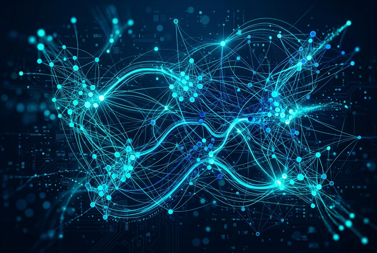 Abstract visualization of a complex network graph